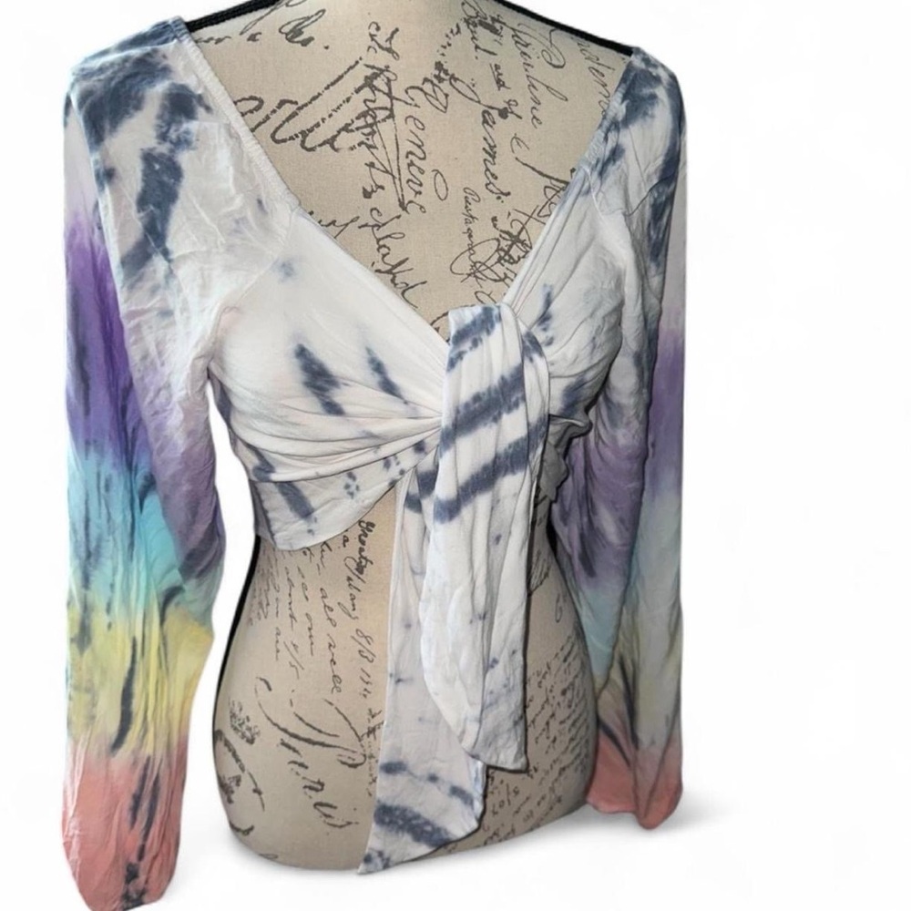 Surf Gypsy Pastel Tie-Dye Long Sleeve Blouse